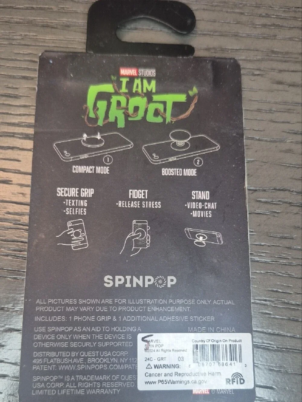 Marvel I Am Groot SpinPop Phone Grip - Purple, Green, Orange